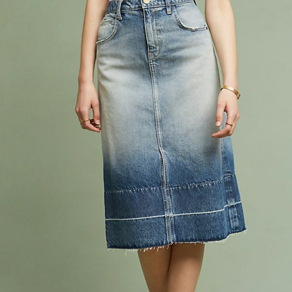 Current/Elliott Ombré Denim Midi Skirt 27